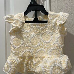 Floral Embroidered Kids Top - White and Yellow